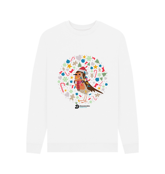 White Christmas robin men's sweatshirt