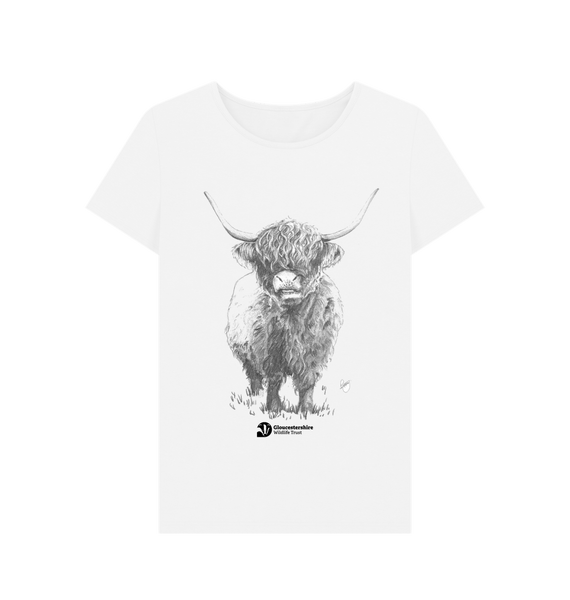 White Highland cow women's t-shirt