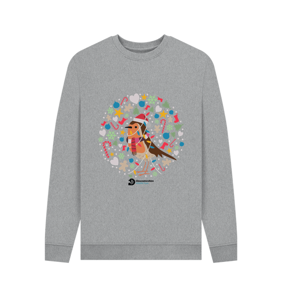 Light Heather Christmas robin men's sweatshirt