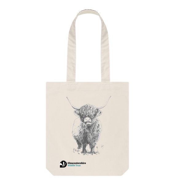 Natural Highland cow tote bag