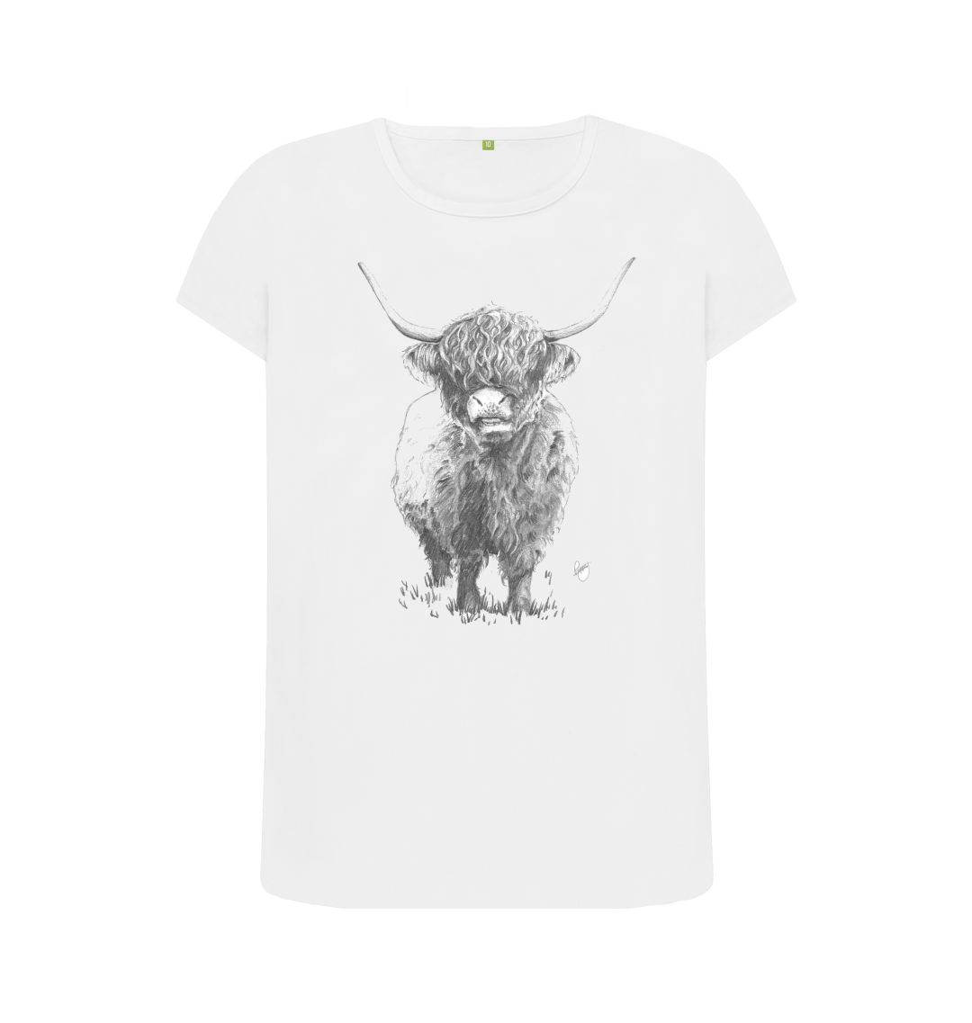 White Highland cow T-shirt female